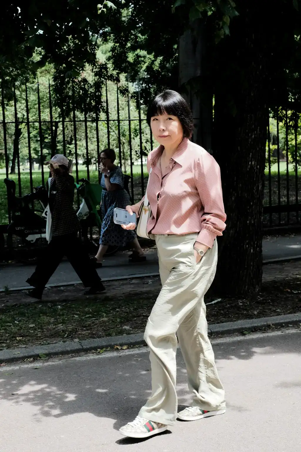 Angelica Cheung arriving at Gucci show