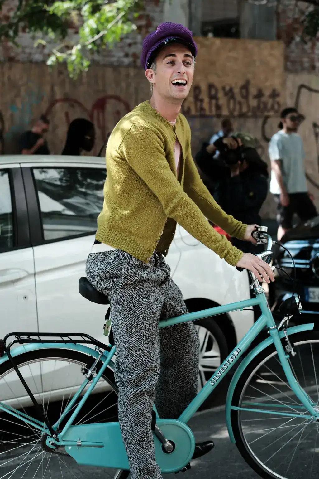 Outside Prada, during the Milan Fashion Week Menswear Spring/Summer 2025