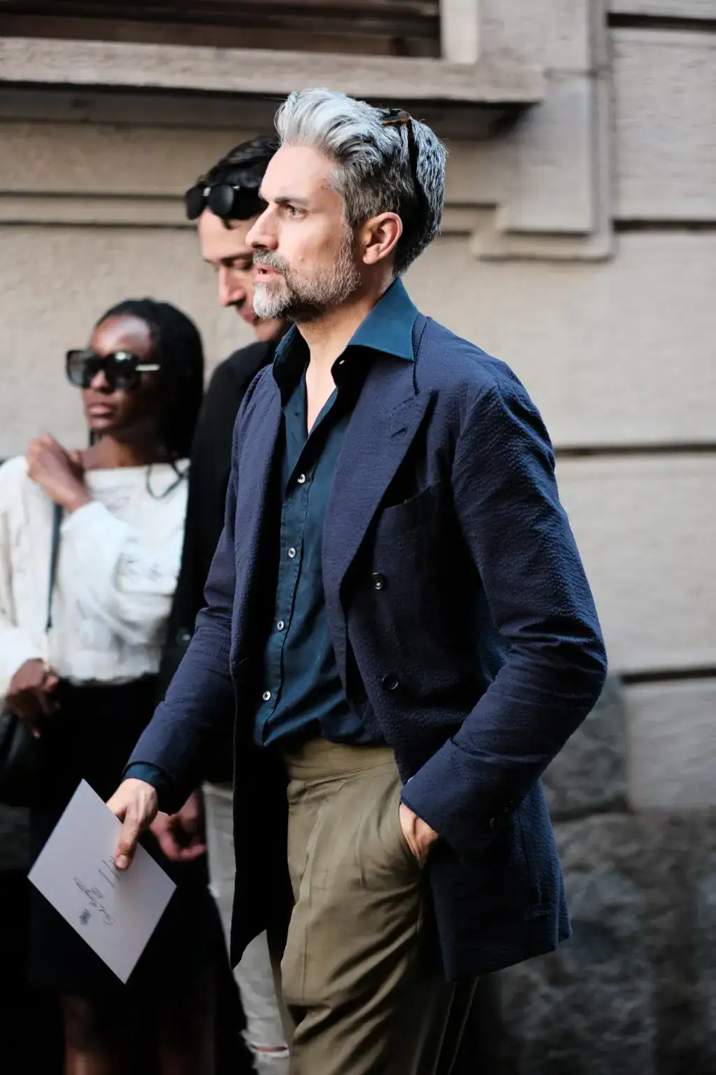 A guest arriving at Dunhill show during Milan Fashion Week 2025 Spring/Summer by Agnes Select